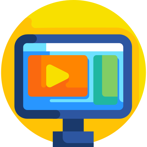 Image 3 of 5 Computer screen with play button displayed - websites