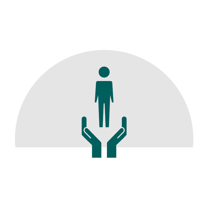 Two hands cupping a person with care