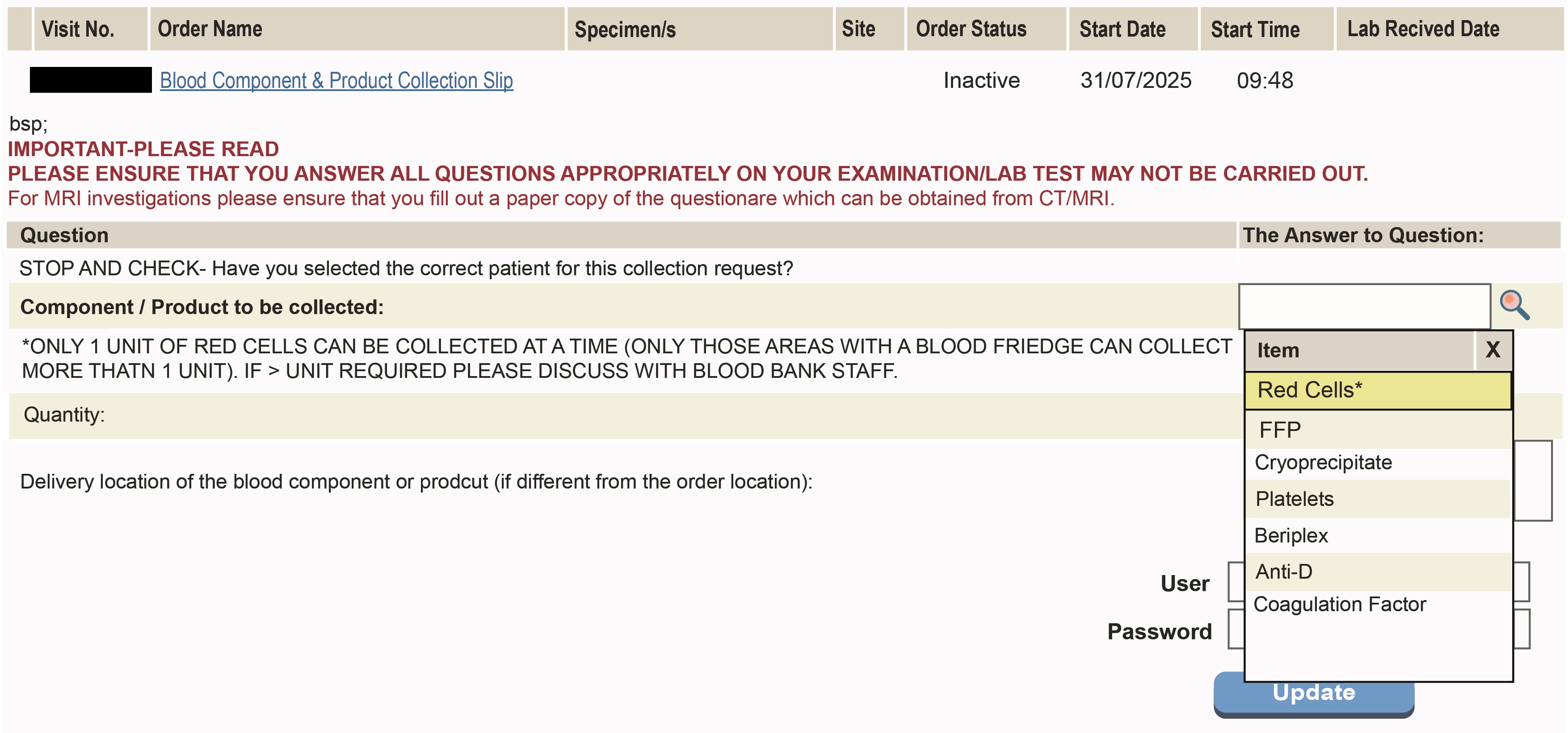 Screenshot showing Red cells in dropdown menu
