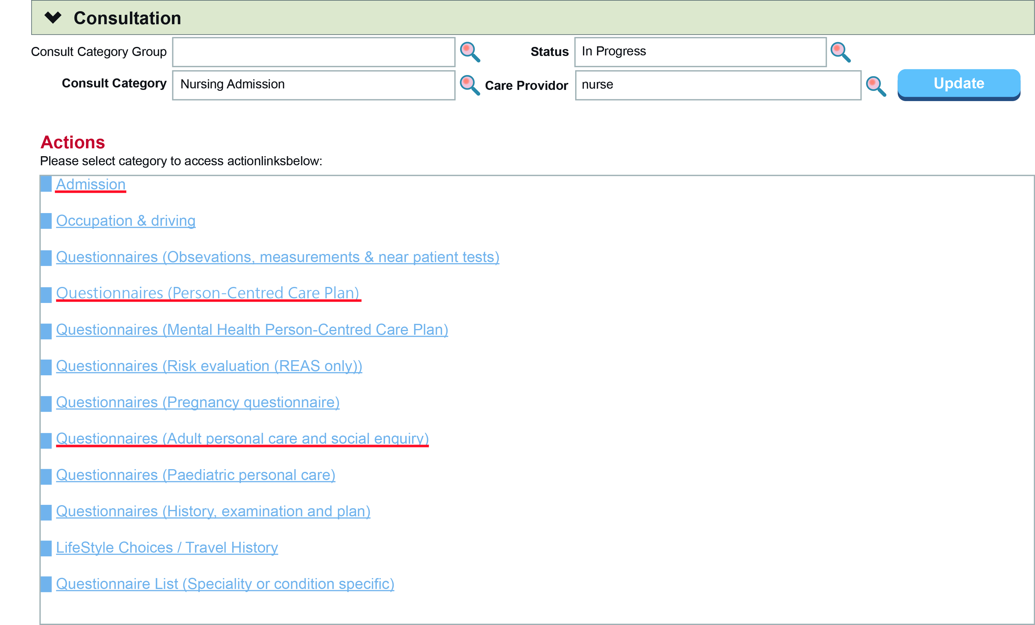 screenshot of category view