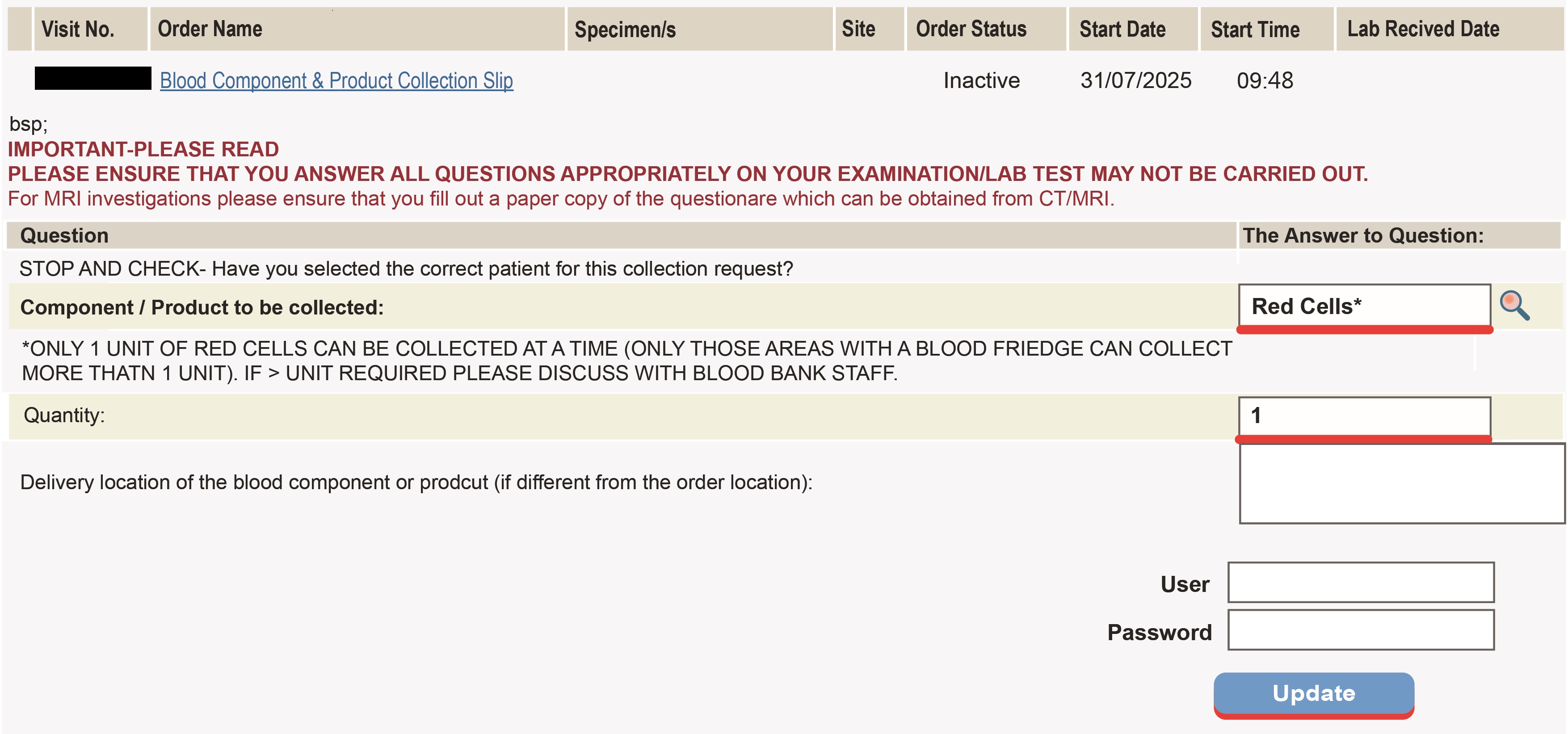 Screenshot of Red cells pane