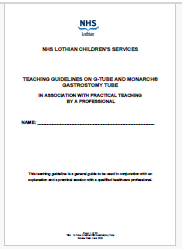 Front page of the G-tube and Monarch gastrostomy tube teaching guidelines