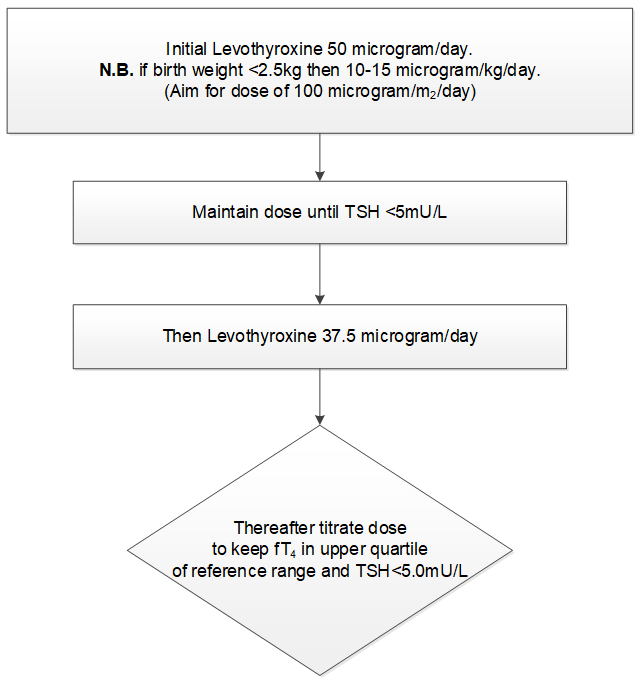 Dosage schedule for infant with elevated TSH