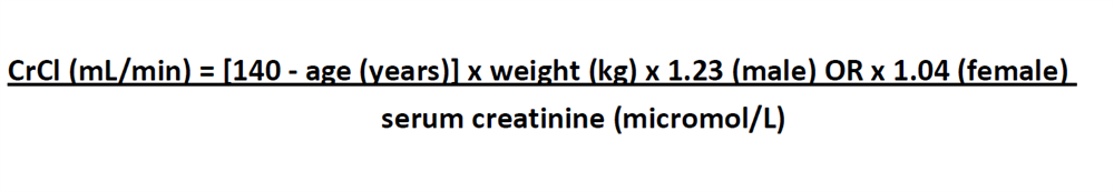Cockcroft Gault creatine clearance equation